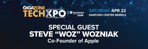 GigaZone TechXpo Saturday, April 22 at Sanford Center Bemidji - Special Guest is Steve "Woz" Wozniak the Co-Founder of Apple