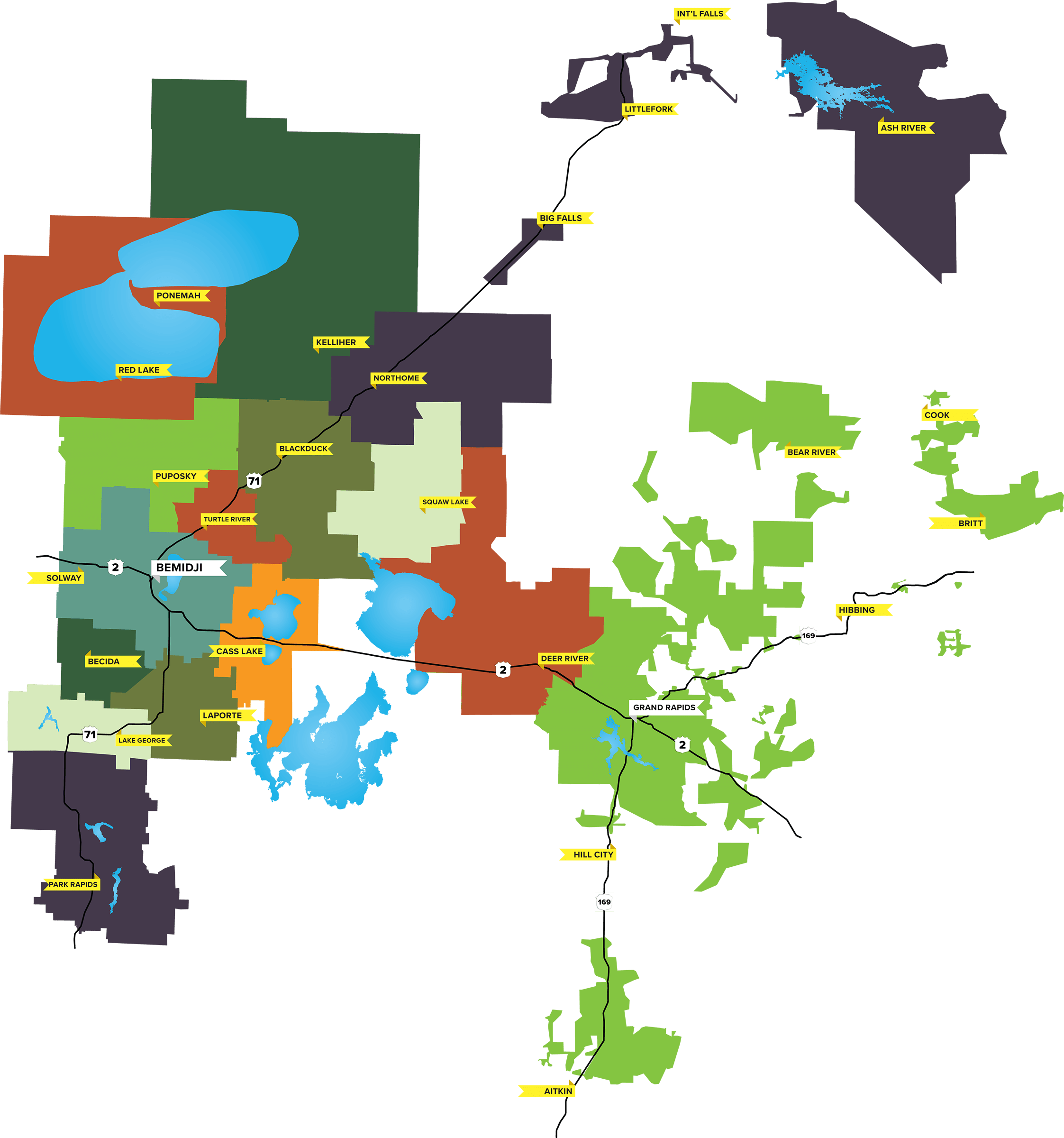 Paul Bunyan Communications Exchange Map